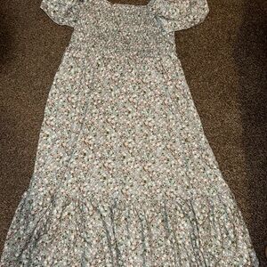 SHEIN White and Cream Ruffled Tiered Sundress